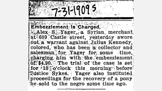 &quot;Embezzlement is Charged.&quot; 1909