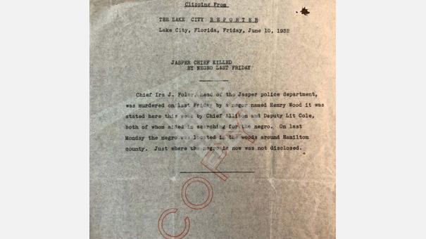 1932-06 Correspondence to Florida Governor Carlton Regarding the Lynching of Henry Woods in Jasper