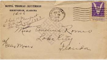 Letter from Joe Stewart to Emeline Romey, 1943 August 23