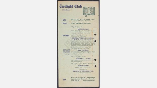 Twilight Club 690th Dinner Invite, 1915 February 10