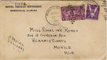 Letter from Joe Stewart to Emeline Romey, 1943 October 25