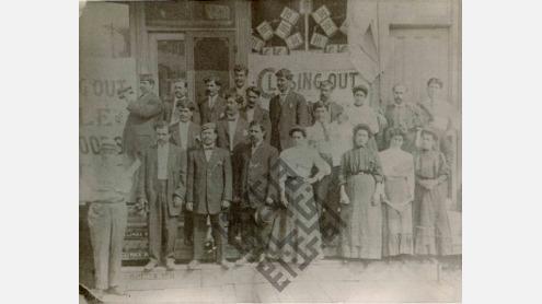 Photograph of Lebanese Immigrants in Carthage, New York in front of Department Store on State Street, 1910