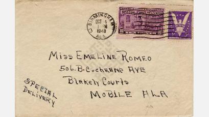 Letter from Joe Stewart to Emeline Romey, 1943 October 14